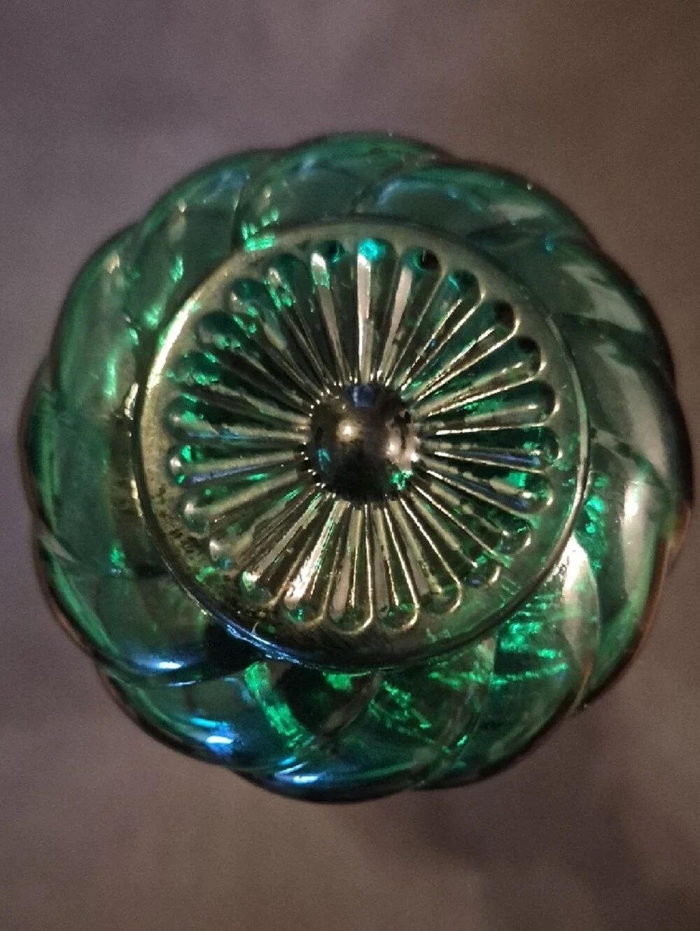 Vintage Emerald Green Decorative Jim Beam ‎  Glass Decanter Bottle 